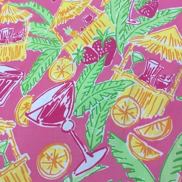 Lilly Pulitzer Juice Bar Print Crop Pant Lemon Slice Tiki Cocktails Retro Size 8 - Picture 3 of 6
